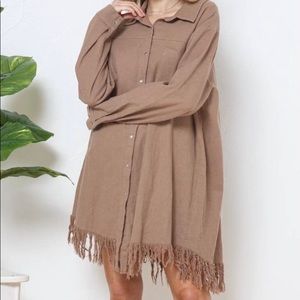 Boho Fringe Button Down Shirt/Dress Brand New
